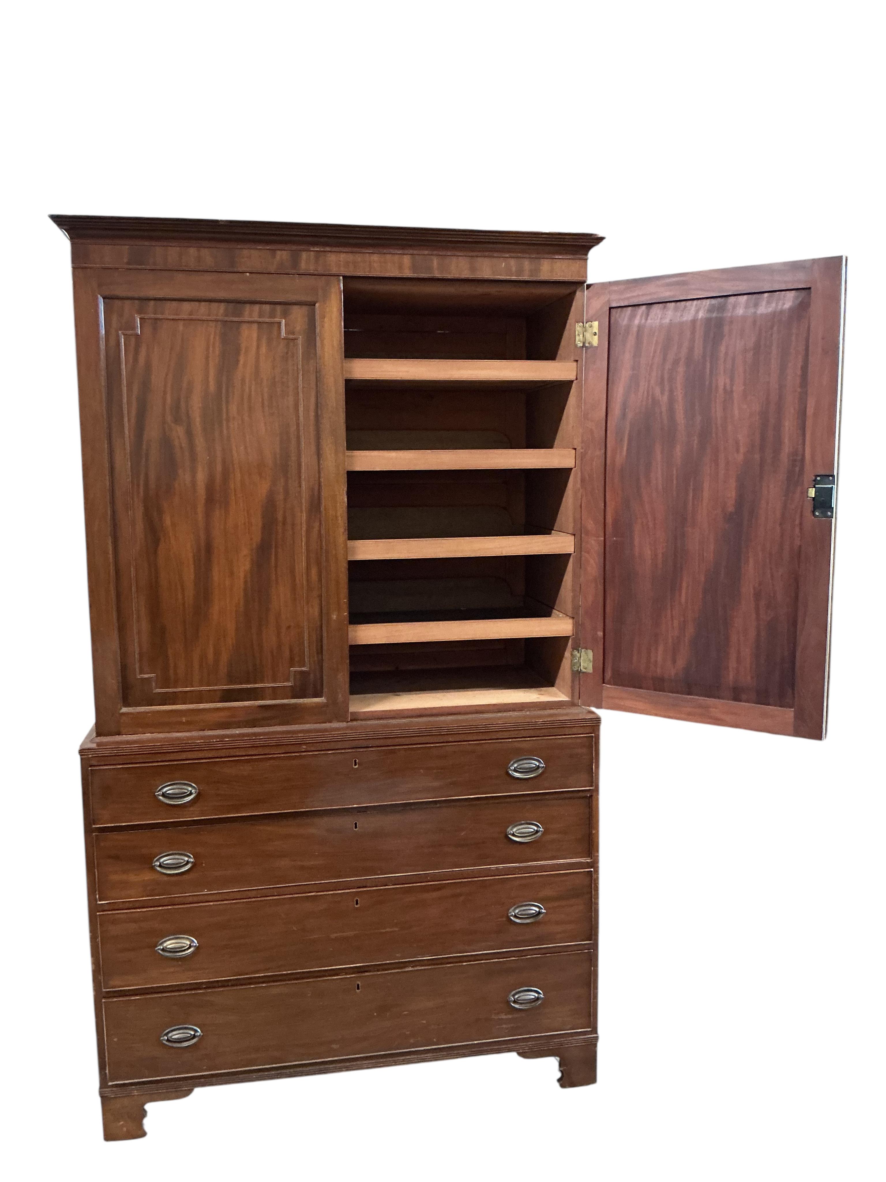 A Regency mahogany linen press, width 122cm, depth 56cm, height 210cm